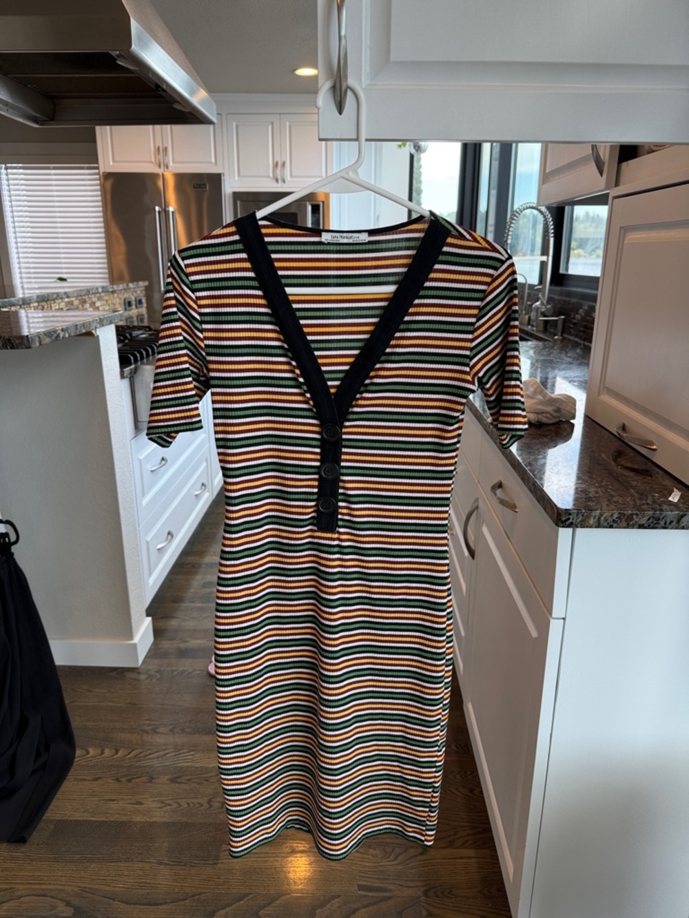 Zara Striped Ribbed Midi Dress size Small NWOT